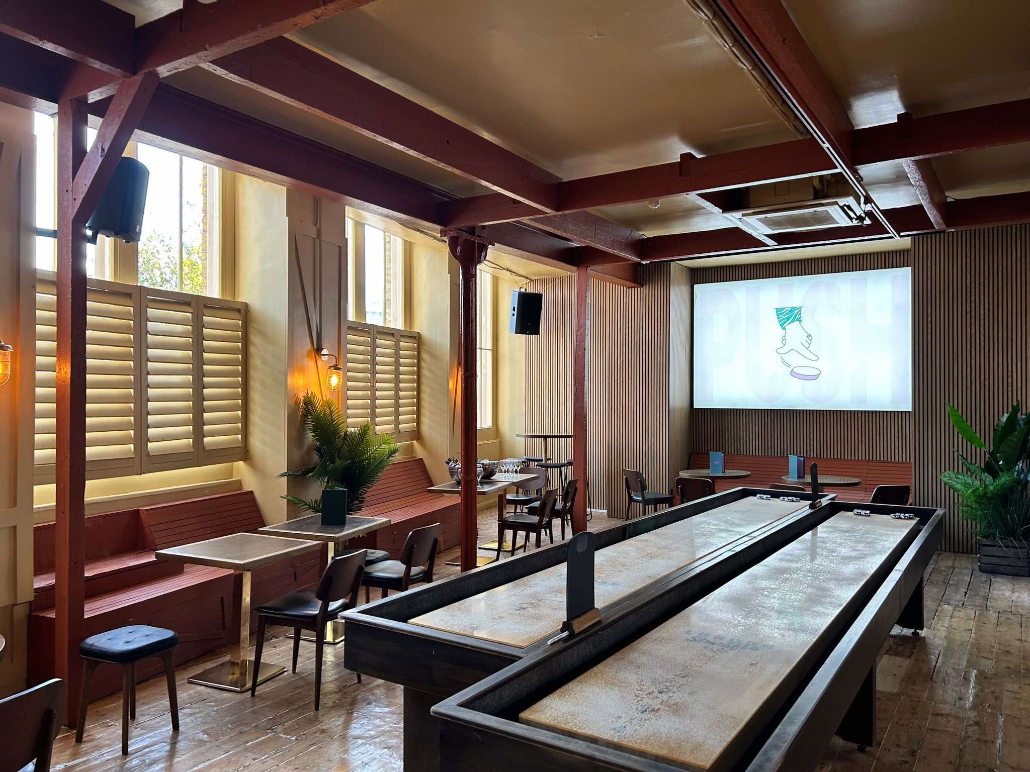 Modern industrial venue interior in East London, perfect for events and gatherings